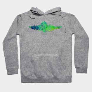 Los Angeles City Skyline - Watercolor Green, blue Hoodie